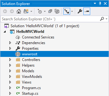 The wwwroot folder in the Solution Explorer