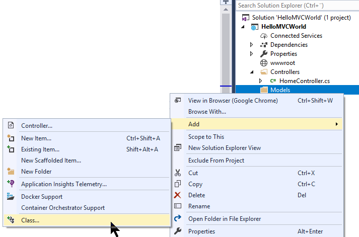 Visual Studio - 新しいクラス