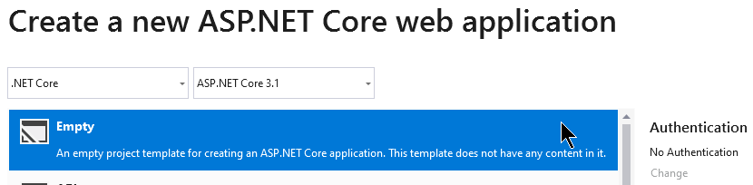 New project - select template
